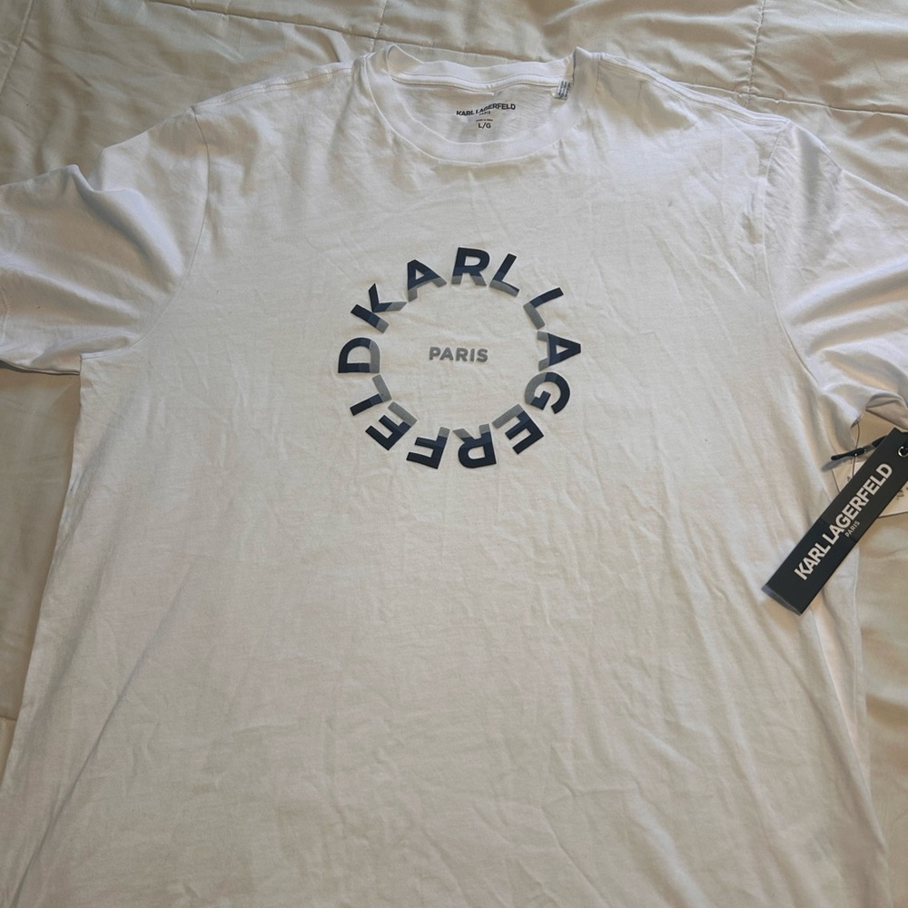Karl Lagerfeld White Tee with Circular Logo